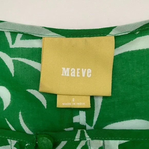 Anthropologie | Maeve green and white blouse - Picture 4 of 5